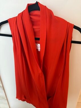Parker orange -rust  Sleeveless Drape Front Blouse